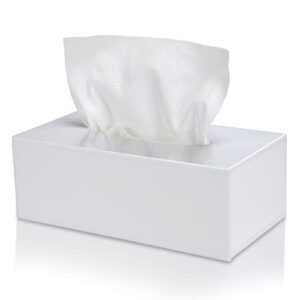 Handgefertigte weiße Taschentuchbox aus Acryl, 25x13x9cm, Rechteckige Form für Esszimmer, Büro, Auto und Badezimmer