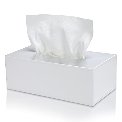 Handgefertigte weiße Taschentuchbox aus Acryl, 25x13x9cm, Rechteckige Form für Esszimmer, Büro, Auto und Badezimmer