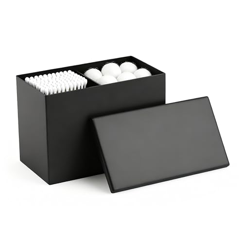 Ordnung am Schminktisch und im Bad: Elegante Box für Ohrstäbchen, Pads, Haargummi, Tampon oder weiteres Zubehör. Edelstahl-Wattestäbchen Behälter mit Deckel - perfekter Make Up Organizer.