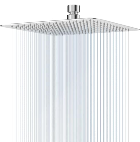 Quadratischer Regendusche aus Edelstahl 304, selbstreinigender Duschkopf mit Lufteinlasstechnologie und ultraschlanker Düse für optimale Wassereinsparung