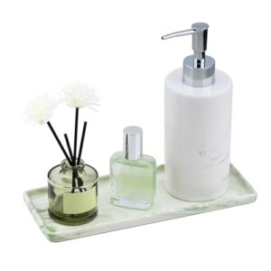 Badezimmer Tablett aus Keramik, Deko Tablett länger, Ablageschale Bad für Waschbecken, Bathroom Tray, Schmuckablage für Seifenspender, Kerzen und Kosmetik