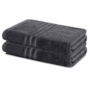 Doppelpack Duschtücher 70x140 cm, 100% Baumwolle, saugstark und strapazierfähig, waschbar bei 60°C, Anthrazit