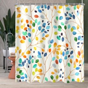 Bunter Baum Duschvorhang 180x200cm, wasserabweisend und waschbarer Polyester-Stoff für Badewanne und Badezimmer