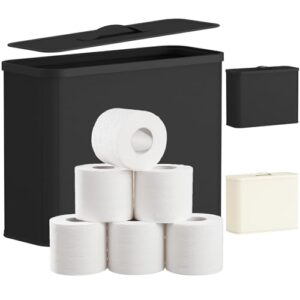 Lifewit Toilettenpapier Aufbewahrungskorb mit Deckel, Bambus Badezimmer Organizer Aufbewahrungsschrank für Rollen Klopapier, Toilet Paper Behälter für Badezimmer, Waschküche,43 x 17 x 33cm,23L Schwarz