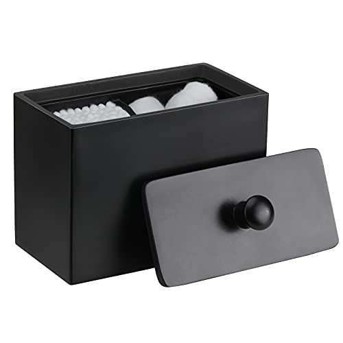 Luxspire Wattestäbchen Behälter und Wattepad Spender, 2 Fächer Wattestäbchen Halter Spender für Makeup Organizer und Aufbewahrungsbox mit Deckel für Q-Tips, Wattestäbchen und Wattecups