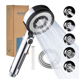 Duschkopf mit Filter, Hochdruck Handbrause Wassersparend, 5 Strahlarten und Stoppfunktion