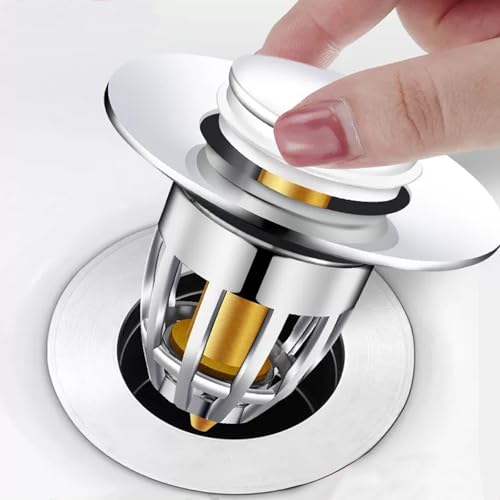 Pop-Up-Waschbecken-Ablaufstopfen – Universal Badezimmer Waschbecken Ablauffilter mit Druckknopf-Design, Anti-Verstopfungssieb