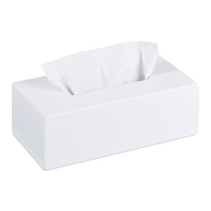 Bambus-Tücherbox für Taschentücher, weiße Tissue Box mit Schiebeboden und Bambusaufbau