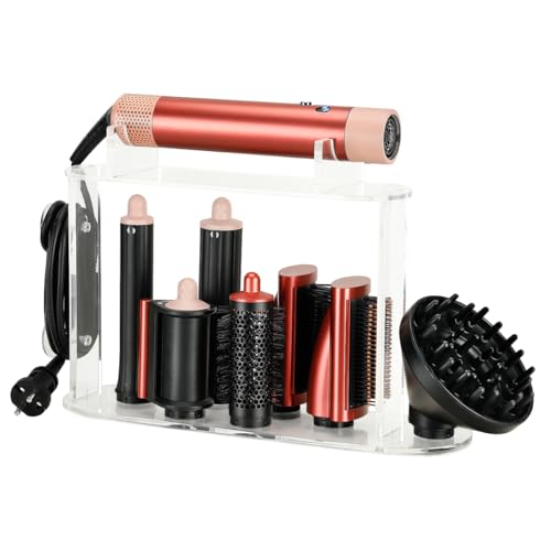 Acryl Organizer für Dyson Airwrap, 7 Fächer für Aufsätze & Diffusor, platzsparender Aufbewahrungshalter für Bad & Zuhause, Transparenter