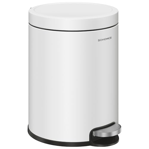 Kosmetikeimer mit 6 Litern Inhalt, Softclose-Deckel und Tretmülleimer für kleine Räume aus rostfreiem Stahl