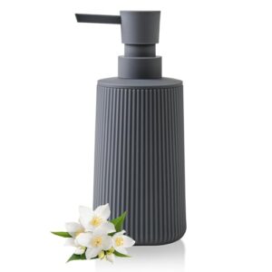 Moderne Seifenspender in Grau, Kunststoff Spülmittelspender für Badezimmer und Küche, Soap Dispenser mit Pumpspender