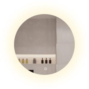 Runder Badezimmerspiegel ohne Rahmen mit LED-Beleuchtung und dimmbaren Funktionen, ideal für ein luxuriöses Ambiente im Badezimmer