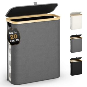 Praktische und hygienische Toilettenpapier-Aufbewahrung mit 42-Liter-Fassungsvermögen, ideal für 20 Standard-Rollen, wasserabweisendes Oxford-Gewebe und staubdichter Deckel.