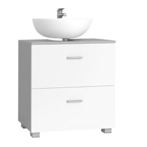 VASAGLE Custos Kollektion - Waschbeckenunterschrank mit 2 großen Schubladen, Badezimmerschrank, hohe Füße, für Waschbecken ohne Säule