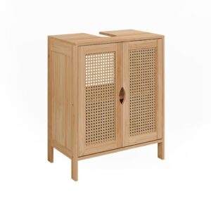 Unterschrank für das Badezimmer, Kombination aus offenen und geschlossenen Bereichen, Stauraum mit Übersicht, Pflegeleichter Bambusaufbau, Elegantes Design