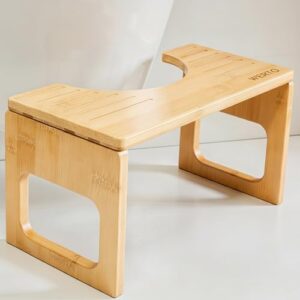 Ergonomischer Toilettenhocker für Erwachsene, Bambus-Holz, Klappbar, Anti-Slip Pads, WC-Hocker für ein angenehmes Badeerlebnis