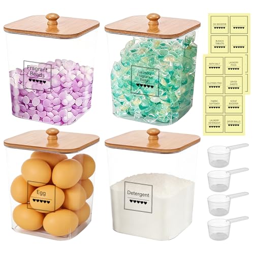 Transparenz Waschmittelbox mit Deckel und Luftdichtheit, ideal für die Aufbewahrung von Waschmitteln, Badebomben und Wäscheparfüm in der Waschkiste oder im Bad.