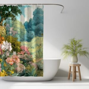 Grüner Badezimmervorhang mit Wasser- und Schimmelresistenz, ideal für Erwachsene und Kinder, 200H x 180B cm groß