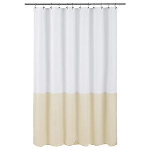 Wasserdichter Stoff-Duschvorhang in Hotelqualität, maschinenwaschbar, Standardgröße 183 x 183 cm, Weiß und Creme