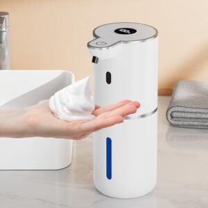 Elektrischer Seifenspender mit digitaler Anzeige, Wandbefestigung und USB-Wiederaufladbarkeit für Bad oder Küche