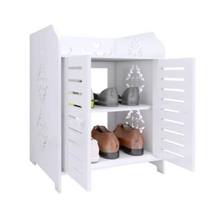 Aufbewahrungsschrank für Toilette mit verstellbarem Regal, wasserfesten Füßen und zwei Ebenen. Ideal für kleine Räume wie Badezimmer oder Wohnzimmer.