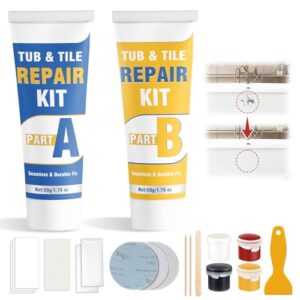 Badewannen-Reparaturset, All-in-One-Wasserdichtes Kit für Risse, Kratzer & Löcher an Keramik, Fliesen, Emaille, 4 Grundfarben, Heißwasserbeständig, Dauerhafte Reparatur