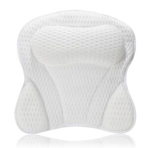 Ergonomisches Badewannenkissen mit Memory-Schaum und 4D Air Mesh, für maximale Haltbarkeit und hygienische Trocknung nach dem Bad.