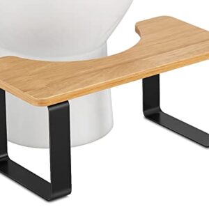 Ergonomischer Badezimmer-Hocker mit Metall und Holz, anti-rutsch, tragbar für Erwachsene und Kinder, matt schwarz