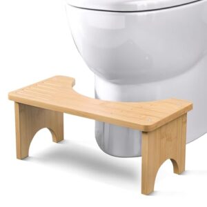Bambus Toilettenhocker für Erwachsene, umweltfreundlich und hygienisch, natürlicher Hockposition von 35°, anti-rutschige Oberfläche und Silikonpads an der Unterseite, ideal für Menschen jeden Alters und jeder körperlichen Verfassung
