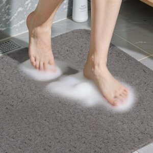 Duschmatte rutschfest, 40x60cm Badewannenmatte rutschfest mit Ablauf, Weiche PVC-Luffa Rutschmatte Dusche, Schnell Anti Rutsch Badematte, Grau für den Badbesuch