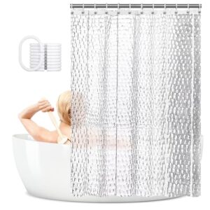 Duschvorhang, PEVA-Duschvorhänge für Badezimmer, lange Duschvorhänge mit 12 Kunststoff-Haken, Set (Wasserwürfel, 120 x 180 cm)