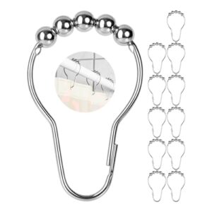 Duschvorhang Ringe in Silber-Farben mit Kugel-Gleitsystem für Duschvorhänge aus Edelstahl