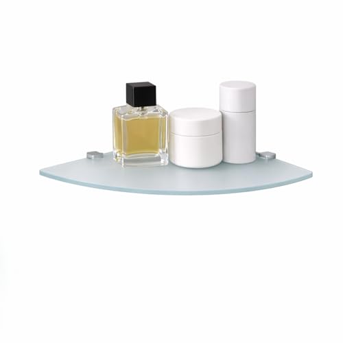 Glas-Eckregal für Badezimmer, Euro Tische Glas Eckregal 25x25 cm mit 6mm ESG Sicherheitsglas, modernes und elegantes Wandregal für das Bad