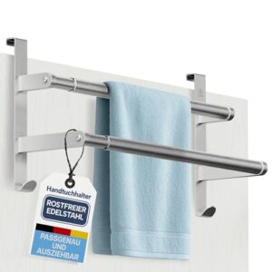 FATISE Handtuchhalter ohne Bohren - Edelstahl, Kratzschutz und Ausziehbar für deutsche Türen