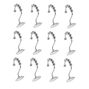 Duschvorhanghaken aus Zinklegierung, 12 Stück, reibungsloser Lauf, Vorhangbefestigungshaken für Badezimmer Gardinenstangen