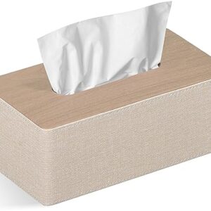 Beige Kosmetiktaschentuch-Box aus PU-Leder für Badezimmer, Schlafzimmer und Büro mit Magnetöffnung und samtigem Innenfutter