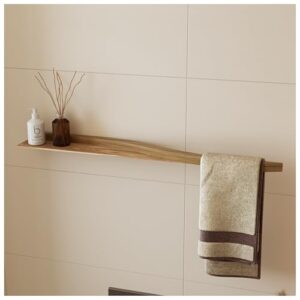 Handtuchhalter mit Ablage und schwebendem Trockenständer aus hochwertigem Birkensperrholz, moderner Wandmontage für Badezimmer, praktischer Organizer für Badetücher und Handtücher