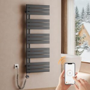 Handtuchheizkörper Elektrisch 1320x500mm, Badheizkörper mit Thermostat und WiFi-Fernsteuerung für ein energieeffizientes Badezimmer