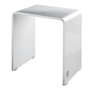 Joop! Badhocker Lifestyle weiß - Stabiler und robuster Hocker aus hochwertigem Acryl mit Edelstahlrahmen und hygienischem Silikonfell für ein stilvolles Badezimmer