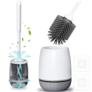 Klobürste Silikon, Toilettenbürste mit Schnell Trocknendem Ständer und Auslaufsicherer Basis, WC-Bürste für saubere Badezimmer, hochwertig TPR-Material, Abflusslöcher und Lüftungsschlitze