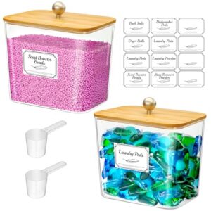 Laubfrosch Aufbewahrungsbox mit Etiketten und Löffeln für Waschpulver Pulver Perlen Duft-Booster im Wäschezimmer