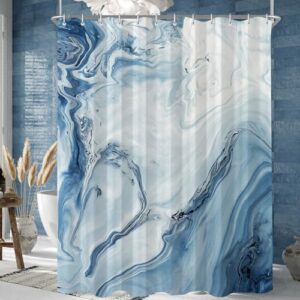 Blauer Duschvorhang mit Blauen Gradientenmarmor-Design, 180x200 cm groß, wasserdicht und antibakteriell, für Badezimmer und Badewanne