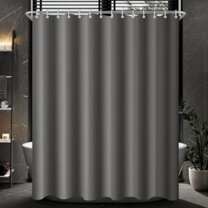 Duschvorhang Dunkelgrau, 240x200cm groß, Beschwerter Saum, antischimmelig, wasserabweisend, aus Polyester-Stoff, ideal für Badezimmer und Badewannen