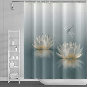 Eleganter Lotus Blumen Duschvorhang für Badezimmer, 175x190 cm groß, mit Haken, umweltfreundlich und leicht zu reinigen