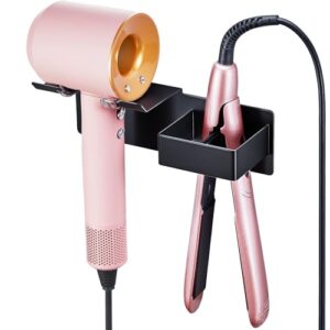 Praktischer Fönhalter für Badezimmer ohne Bohren, metallische Halterung für Föhn und Glätteisen, Wandhalterung ohne Aufkleber oder Nägel.