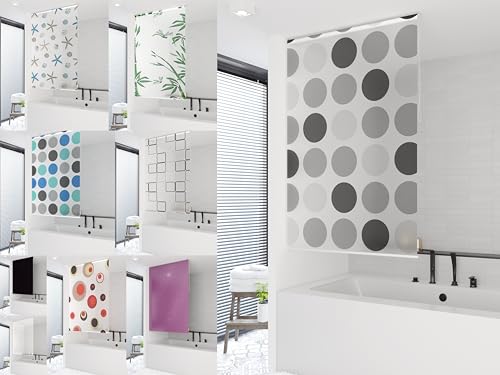 Duschrollo mit verschiedenen Motiven und 13 Breiten zur Auswahl, umweltfreundlich, recyclefähig und chloridfrei, wasserdicht und abweisend beschichtet