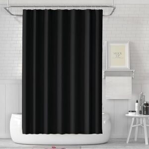 Schwarze wasserdichte Duschvorhangauskleidung aus Stoff 183x183 cm mit PEVA-Duschvorhangauskleidung, rostfreien Ösen und 3 Magneten - weiche Hotelqualität, leichtes Leinen, Standardgröße