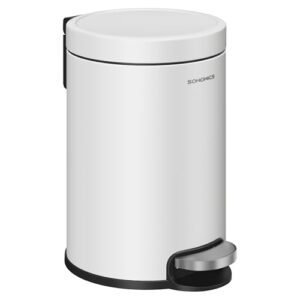 Kosmetikeimer, 3 Liter, Mülleimer Bad mit Softclose-Deckel aus Stahl für kleine Räume, weiß