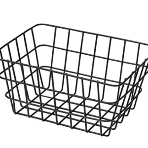 Aufbewahrungskorb aus Metall mit offener Drahtstruktur, mattem schwarzen Finish, ideal für Badezimmer oder Wohnzimmer, hält Handtücher, Kosmetik und mehr griffbereit