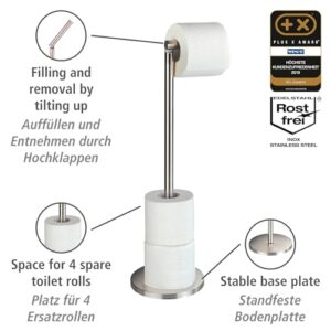 Wenkos Toilettenpapierhalter mit minimalistischem Design, aus mattiertem Edelstahl, 4 Ersatzrollenplätze, platzsparend für Badezimmer oder Gäste-WC